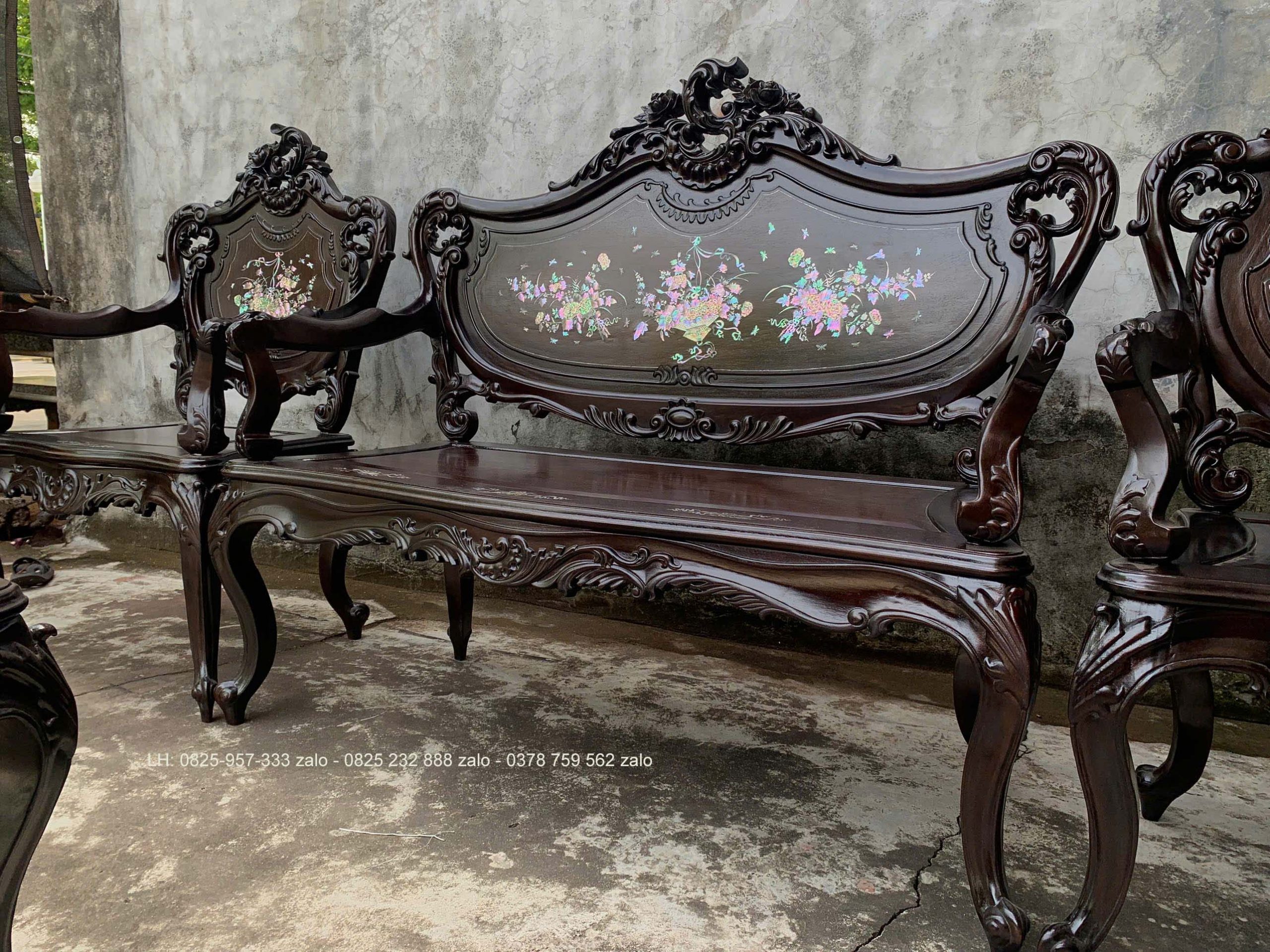 Bộ Bàn Ghế Louis 9 Món Khảm Cẩn Ốc