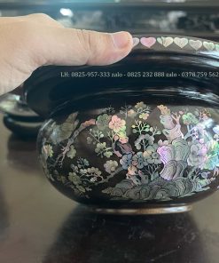 Bộ Bát Điếu Tròn Gỗ Trắc Khảm Ốc Đẹp