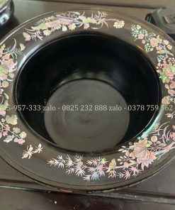 Bộ Bát Điếu Tròn Gỗ Trắc Khảm Ốc Đẹp