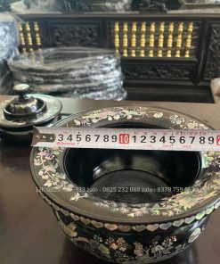 Bộ Bát Điếu Tròn Gỗ Trắc Khảm Ốc Đẹp