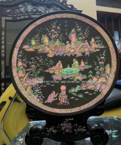 Bộ Đĩa Gỗ Trắc Khảm Ốc Đẹp Đỏ Lửa Vàng Chanh