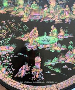 Bộ Đĩa Gỗ Trắc Khảm Ốc Đẹp Đỏ Lửa Vàng Chanh