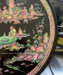Bộ Đĩa Gỗ Trắc Khảm Ốc Đẹp Đỏ Lửa Vàng Chanh