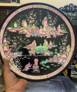 Bộ Đĩa Gỗ Trắc Khảm Ốc Đẹp Đỏ Lửa Vàng Chanh