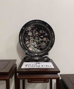 Bộ Đĩa Khảm Trúc Mai Gỗ Gụ
