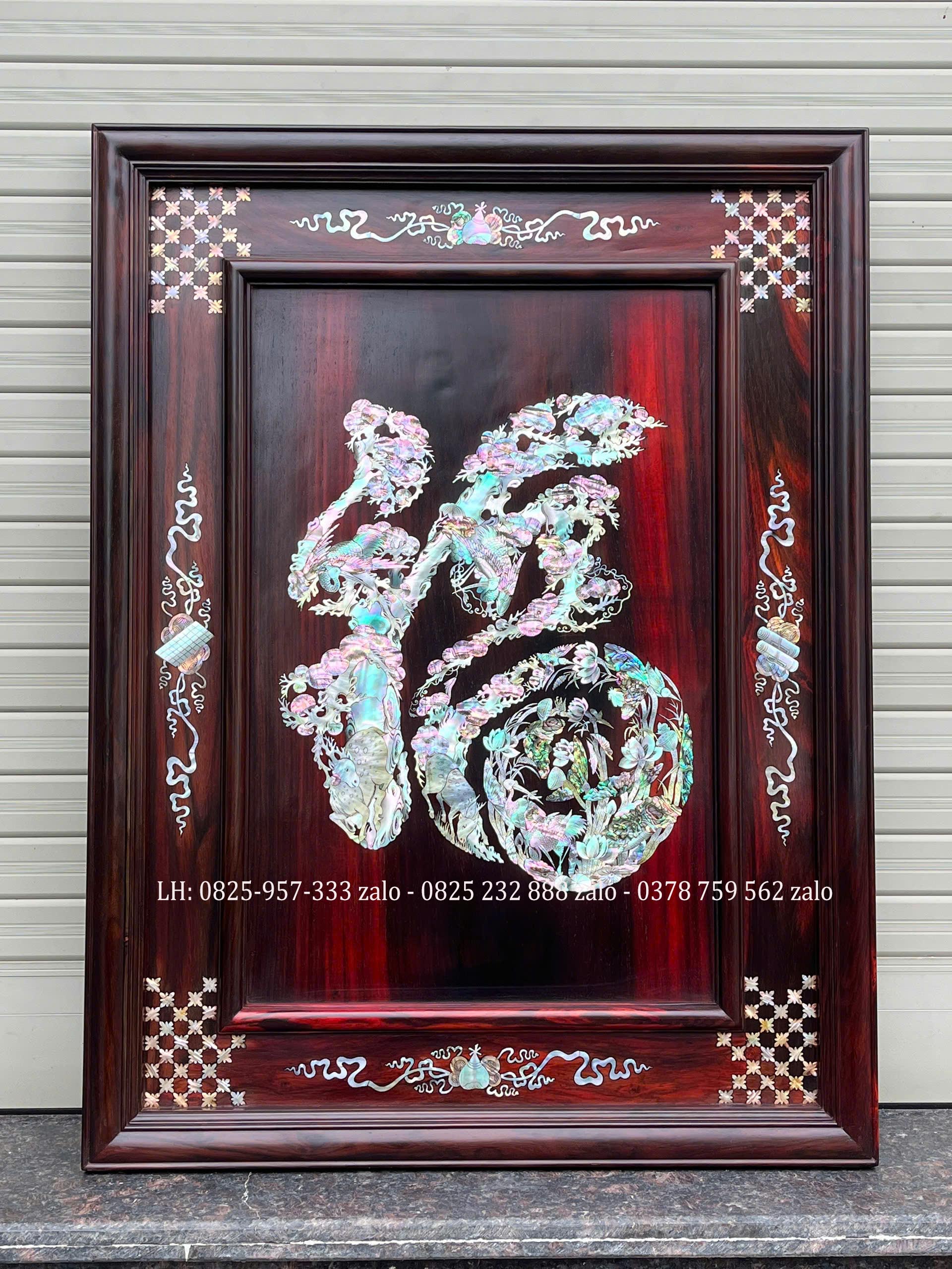 Bức Tranh Khảm Chữ Phúc Gỗ Trắc