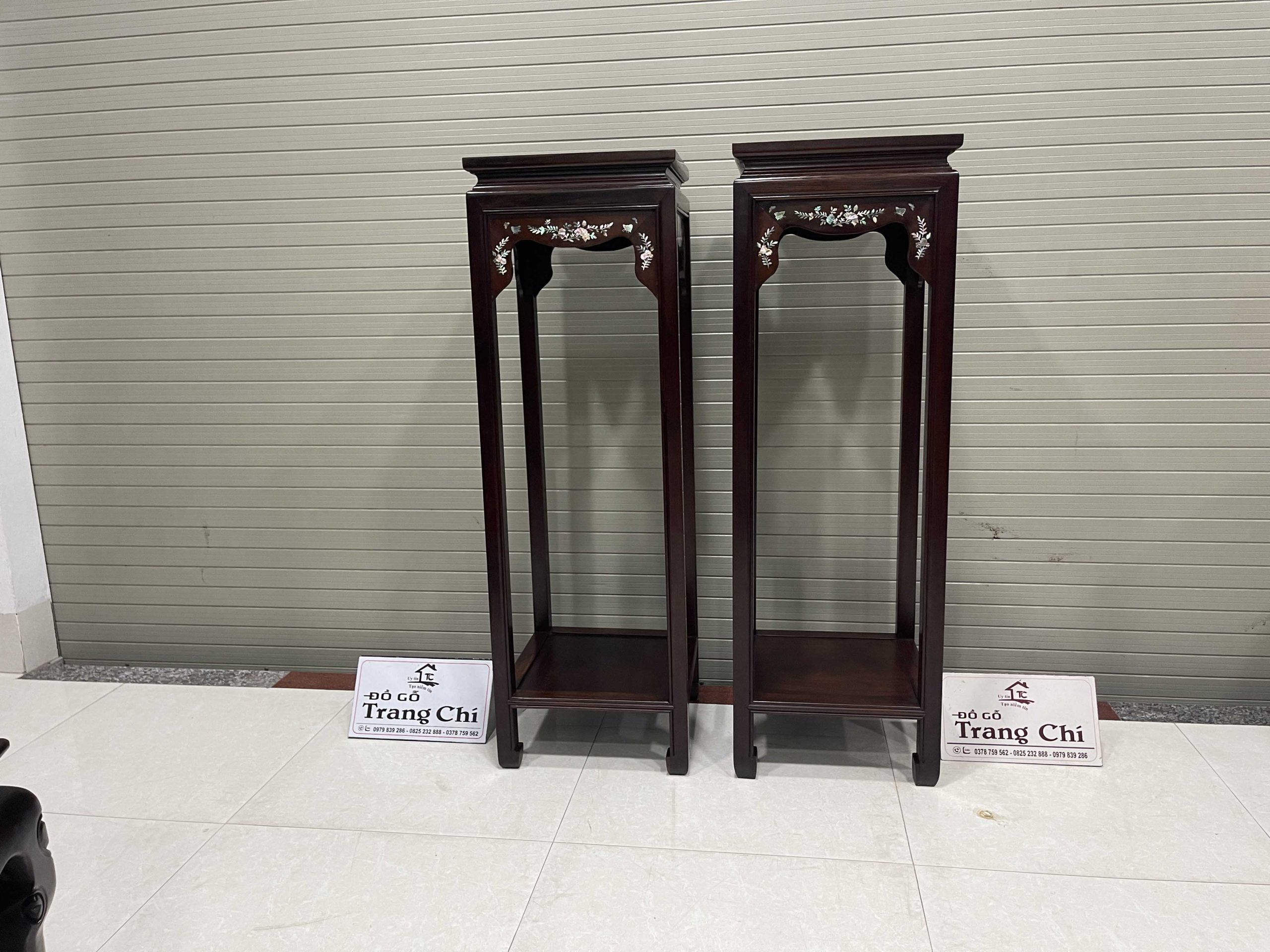 Cặp Đôn Vuông Cao Khảm Cẩn Ốc