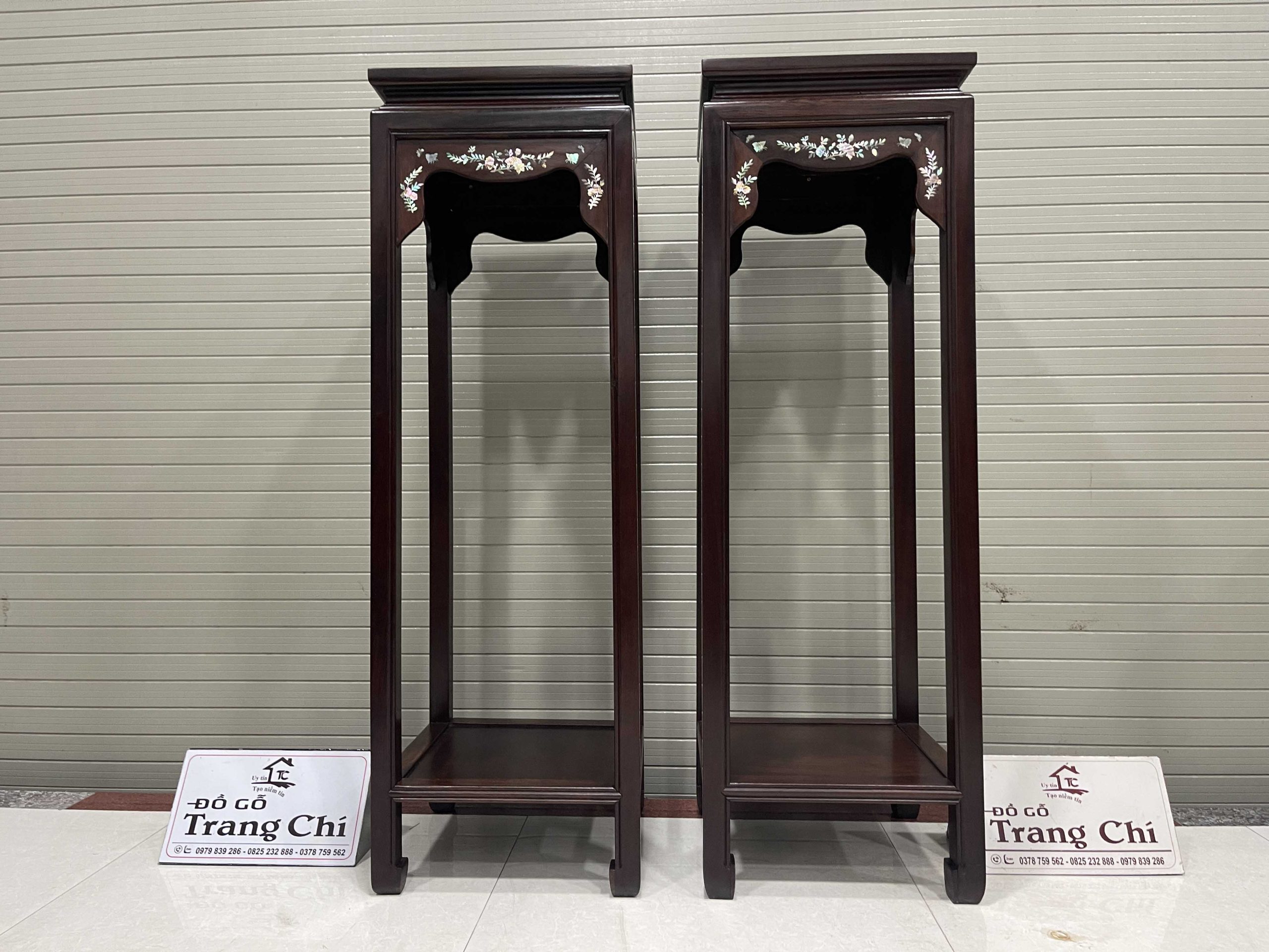 Cặp Đôn Vuông Cao Khảm Cẩn Ốc