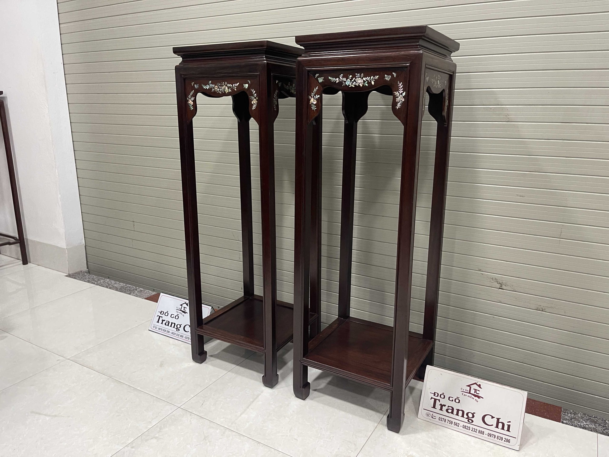 Cặp Đôn Vuông Cao Khảm Cẩn Ốc