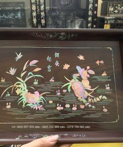 Khay Lan Khảm Cua Gỗ Trắc