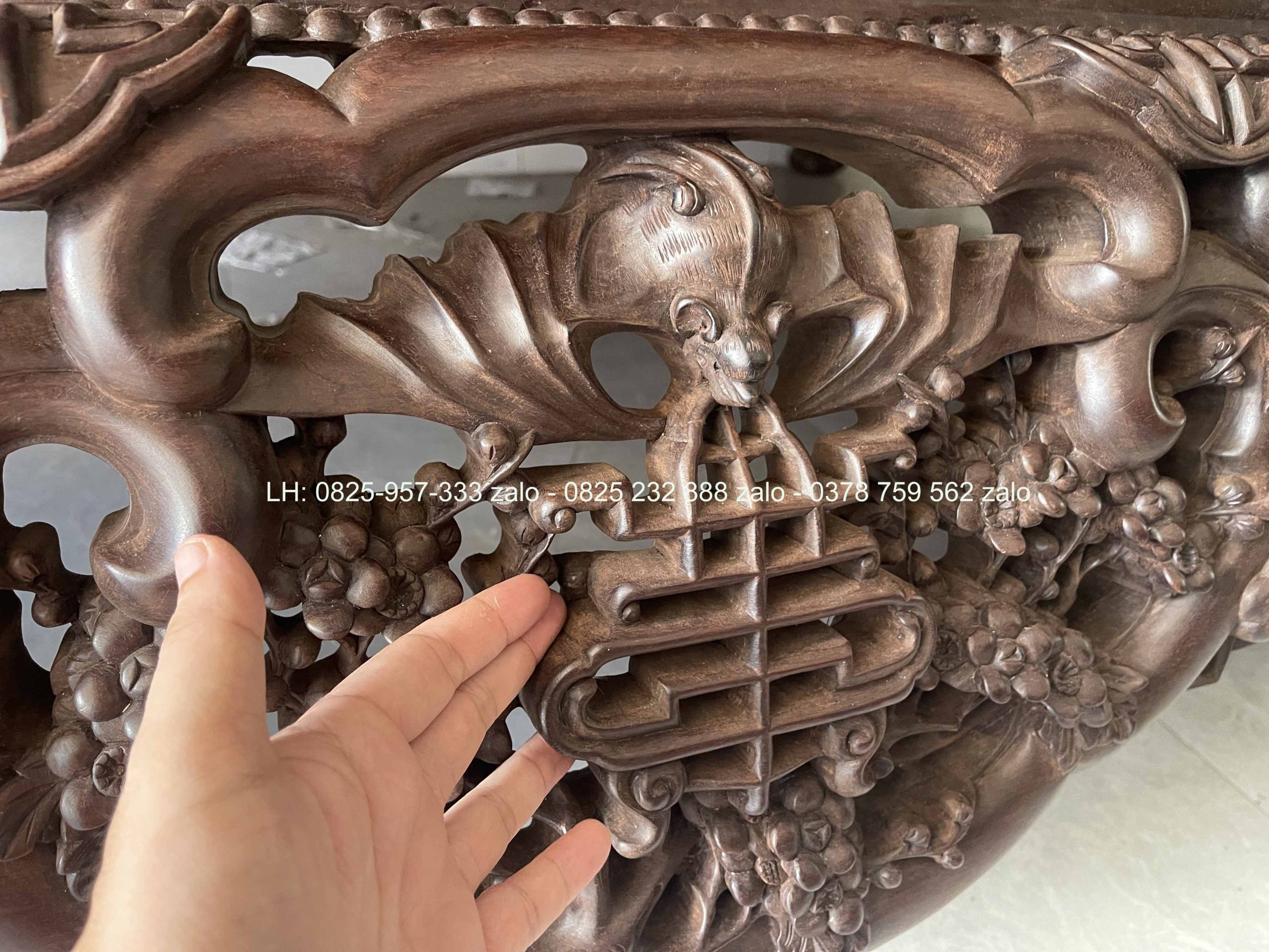 Sập Ngũ Phúc Chân Hươu 220 x 180 Cm Gỗ Gụ