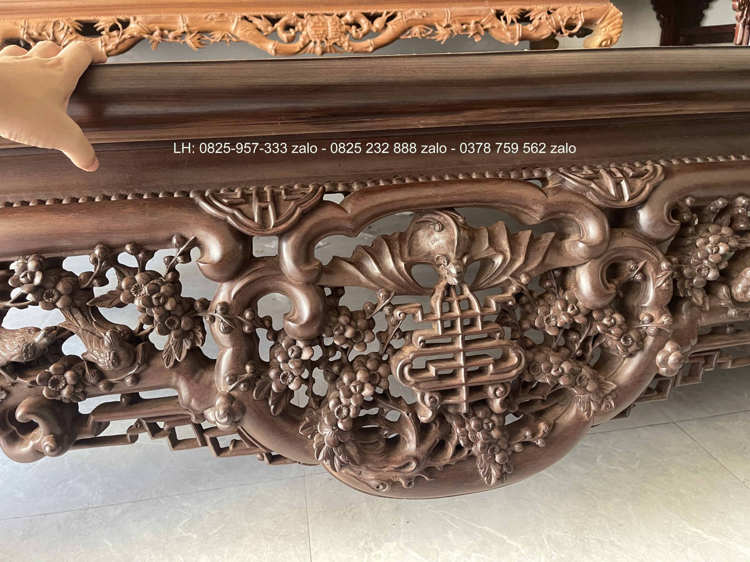 Sập Ngũ Phúc Chân Hươu 220 x 180 Cm Gỗ Gụ