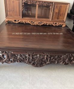 Sập Ngũ Phúc Chân Hươu 220 x 180 Cm Gỗ Gụ