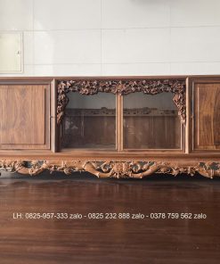 Sập Ngũ Phúc Chân Hươu 220 x 180 Cm Gỗ Gụ