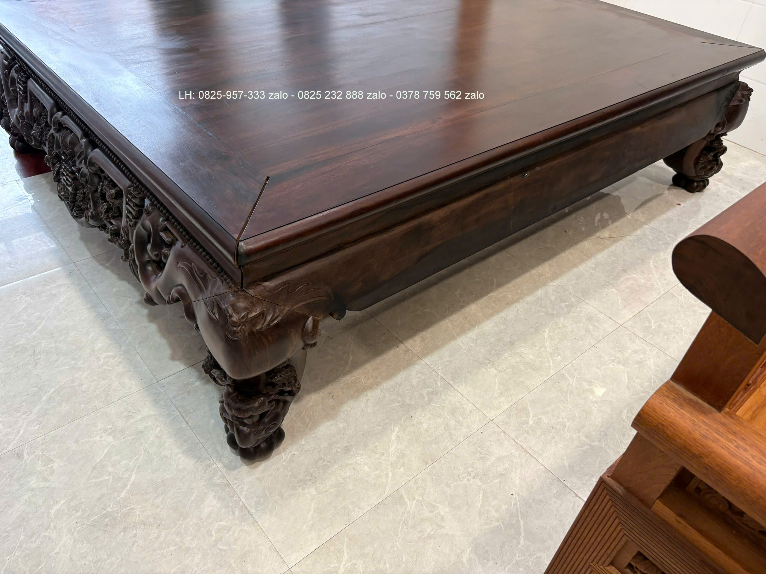 Sập Ngũ Phúc Chân Hươu 220 x 180 Cm Gỗ Gụ (20) Sập Ngũ Phúc Chân Hươu 220 x 180 Cm Gỗ Gụ