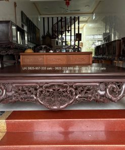 Sập Ngũ Phúc Chân Hươu 220 x 180 Cm Gỗ Gụ