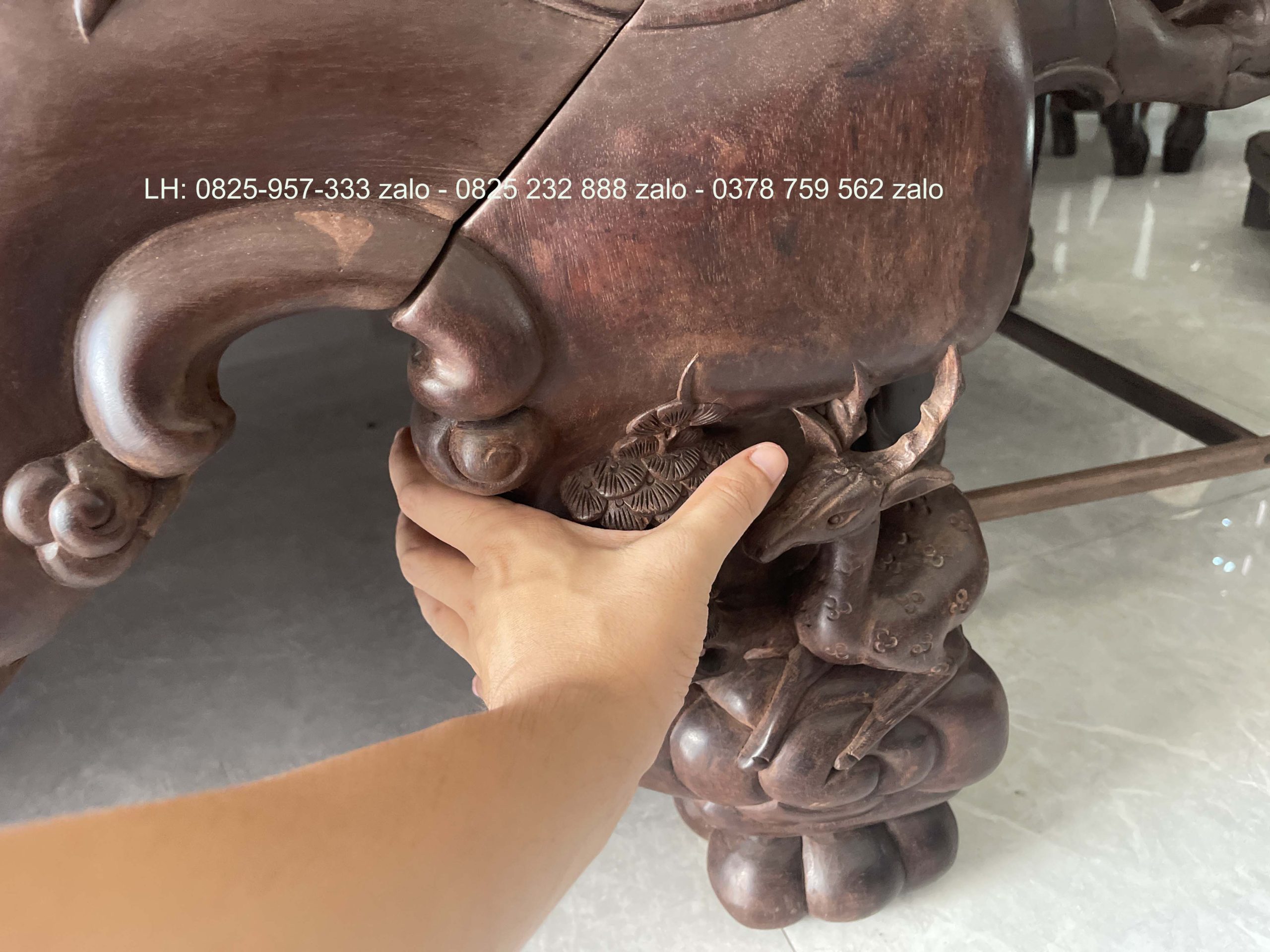 Sập Ngũ Phúc Chân Hươu 220 x 180 Cm Gỗ Gụ