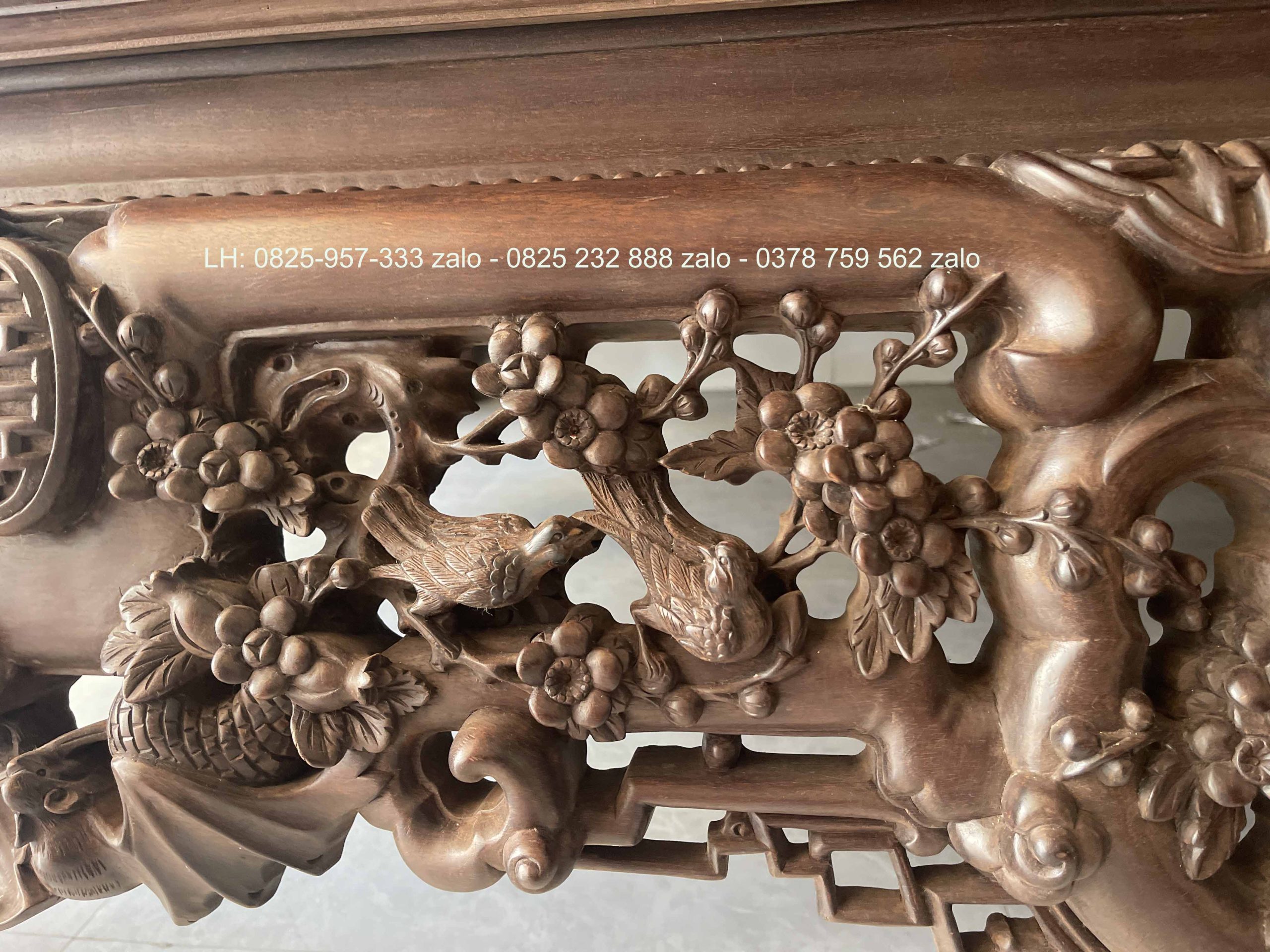Sập Ngũ Phúc Chân Hươu 220 x 180 Cm Gỗ Gụ