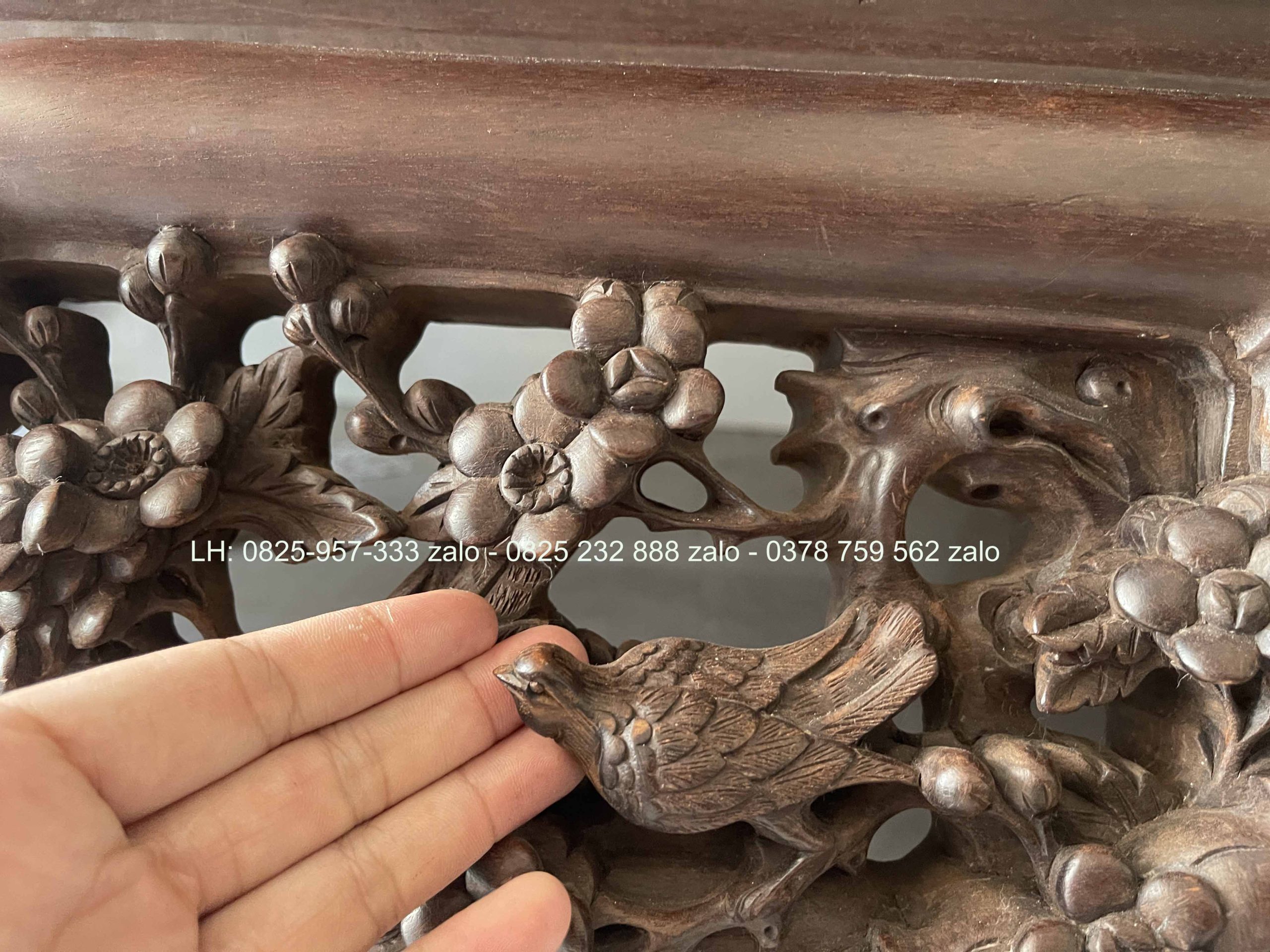 Sập Ngũ Phúc Chân Hươu 220 x 180 Cm Gỗ Gụ (8) Sập Ngũ Phúc Chân Hươu 220 x 180 Cm Gỗ Gụ